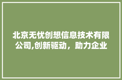 北京無憂創想信息技術 以創新為引擎，賦能企業數字化轉型